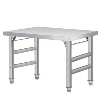 Tavolo pieghevole Garvee in acciaio inossidabile da 36" x 24" con ripiano inferiore regolabile per cucina, officina, garage, dimensioni 36", acciaio inossidabile