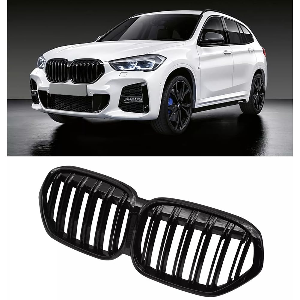 Griglia anteriore Garvee Auto con doppi montanti per X1 F48 F49 2020-2022, plastica ABS, nera, paraurti anteriore, resistente alle intemperie, raffreddamento migliorato