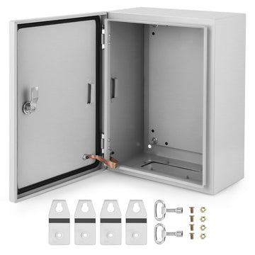 Scatola elettrica per esterni Garvee 16x12x6 in acciaio NEMA 4X IP66 impermeabile e antipolvere con serratura e piastra di montaggio per progetti elettrici