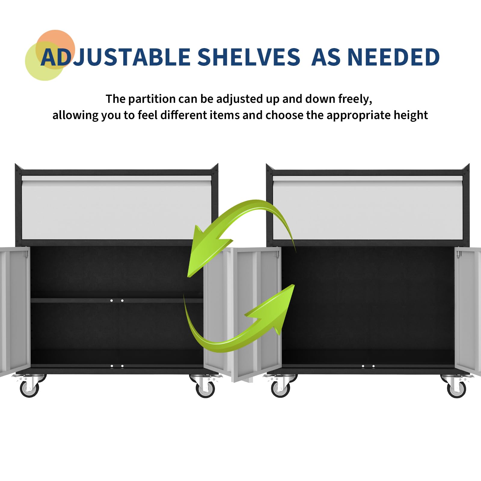 Armadio portautensili Garvee Rolling Garage, in metallo, resistente, con ripiano regolabile, con serratura, 4 ruote, per officina/ufficio