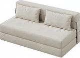 Garvee Divano Letto Pieghevole 203 cm Singolo con Cuscino e Materasso, Schienale Regolabile, Schiuma Alta Densità, Tessuto Lino, Spazi Ridotti, Grigio - Beige