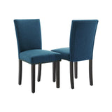 Set 2 sedute Pranzo Garvee, ergonomiche, imbottite, in tessuto di Lino, Blu Scuro, per soggiorno e sala da Pranzo - Blu scuro