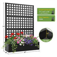 GARVEE Fioriera da Esterno in Metallo Zincato Nero con Traliccio Privacy a 3 Pannelli, Fori di Drenaggio e Ruote Bloccabili, per Patio e Giardino