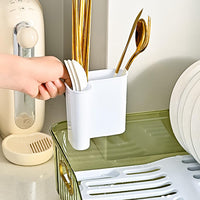 Scolapiatti Garvee con sistema di drenaggio automatico, acciaio inossidabile, portaposate rimovibile, verde trasparente, taglia unica, uso versatile