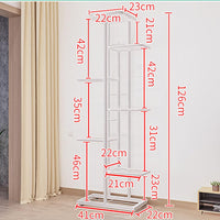 Supporto per piante Garvee a 7 ripiani con 8 vasi, in metallo, piedini regolabili per uso interno e balcone, salvaspazio, nero