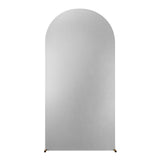 Garvee 6FT Wedding Bow Back Panel Cover Stretch Spandex Glitter Round Top Chiara Fabric Elastico Lavabile per Festa Baby Shower Cerimonia - Argento