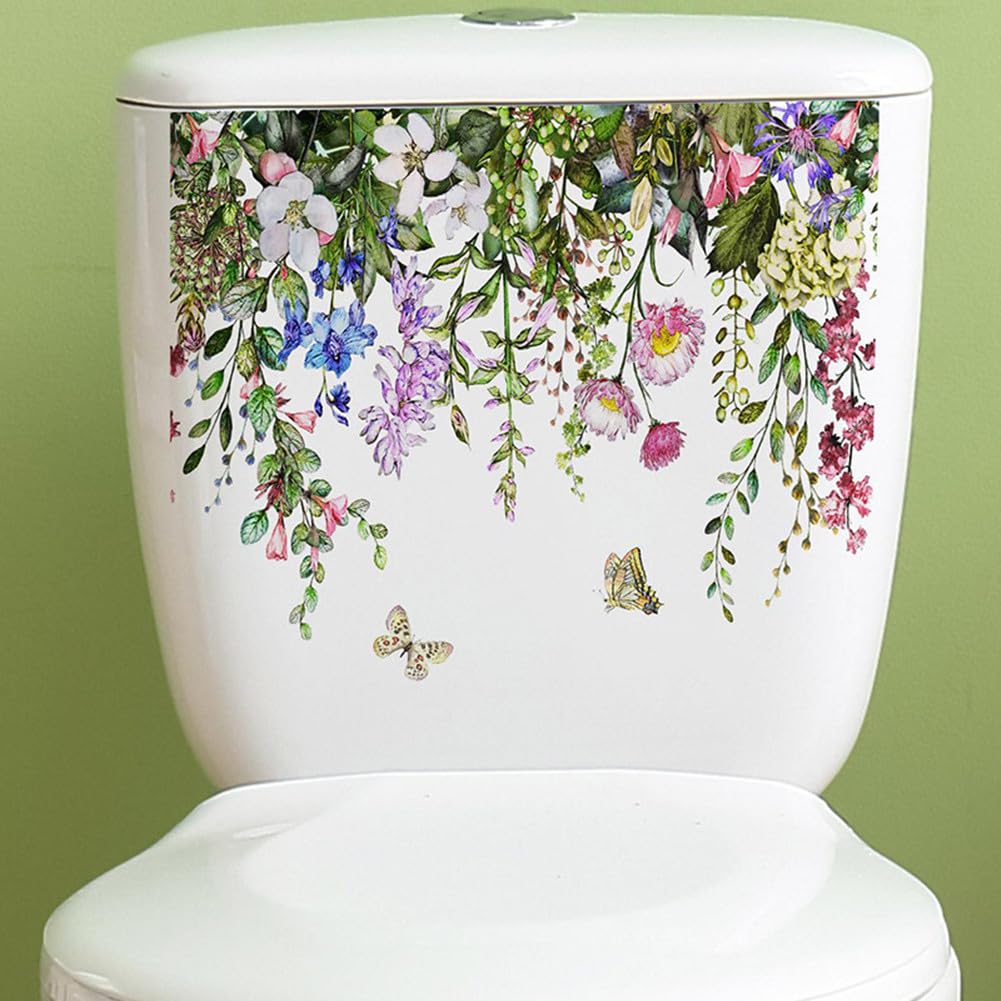 Adesivi per sedile WC autoadesivi Garvee, adesivi murali con foglie di piante verdi per il bagno, 29 x 22 cm, copertura decorativa
