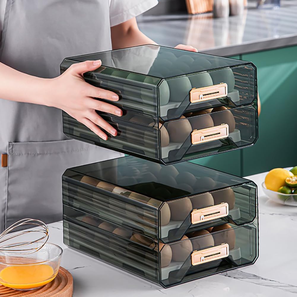 Contenitore per uova Garvee, 2 livelli, tipo cassetto, trasparente, 40 uova, organizzazione della cucina