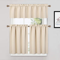 Mantovane oscuranti Garvee per soggiorno, cucina, camera da letto, beige, 52 x 15 pollici, mantovane per finestre termoisolanti