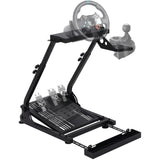 Garvee Supporto Volante Sim Racing Regolabile Heavy Duty con Montaggio Leva Cambio, Acciaio Carbonio, Pieghevole, Ruote per PC PS5 Xbox - Tubo Quadrato Pieghevole L-Type