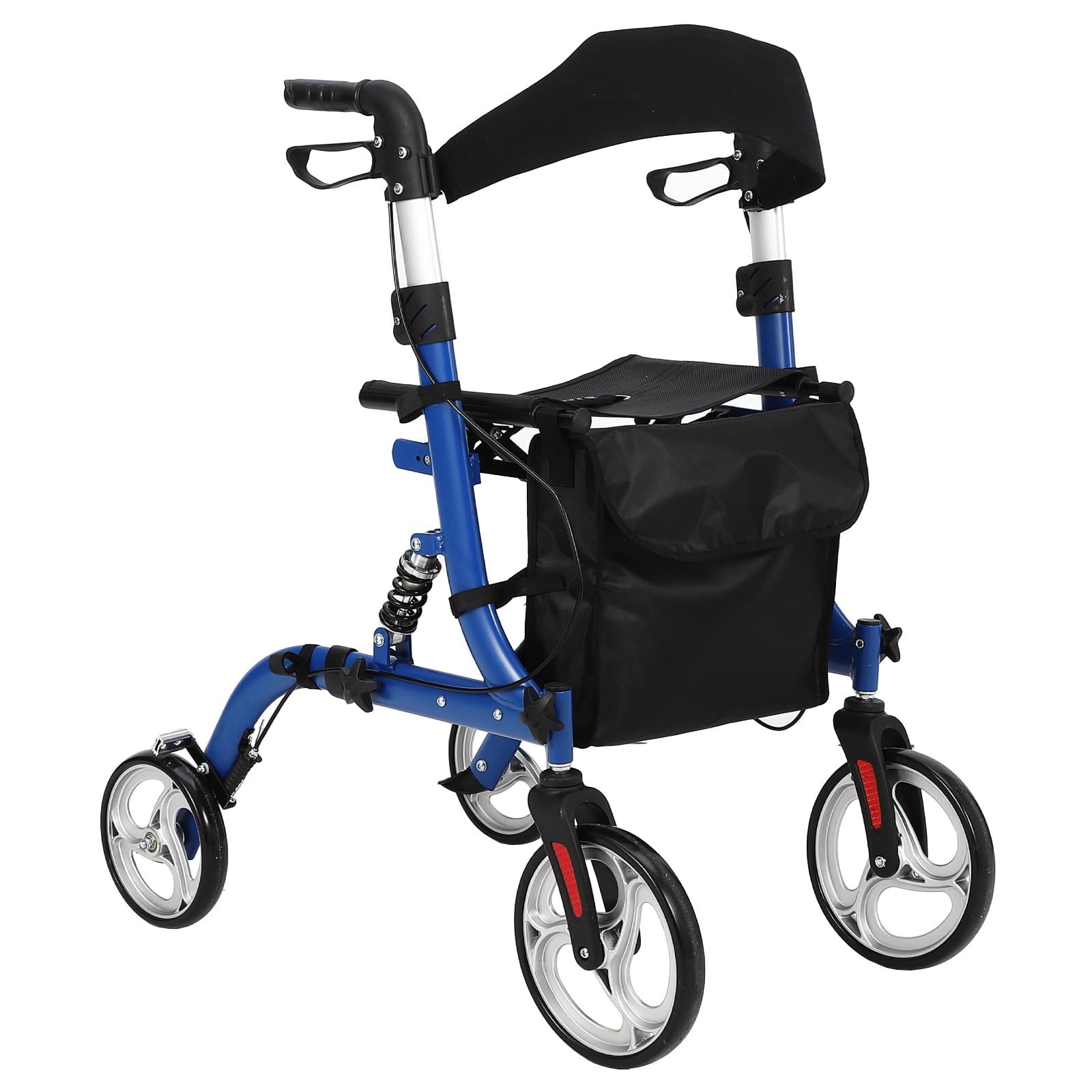 Rollator pieghevole Garvee con ammortizzatori - ruote anteriori da 12" e posteriori da 10" per comfort e sicurezza su tutti i terreni