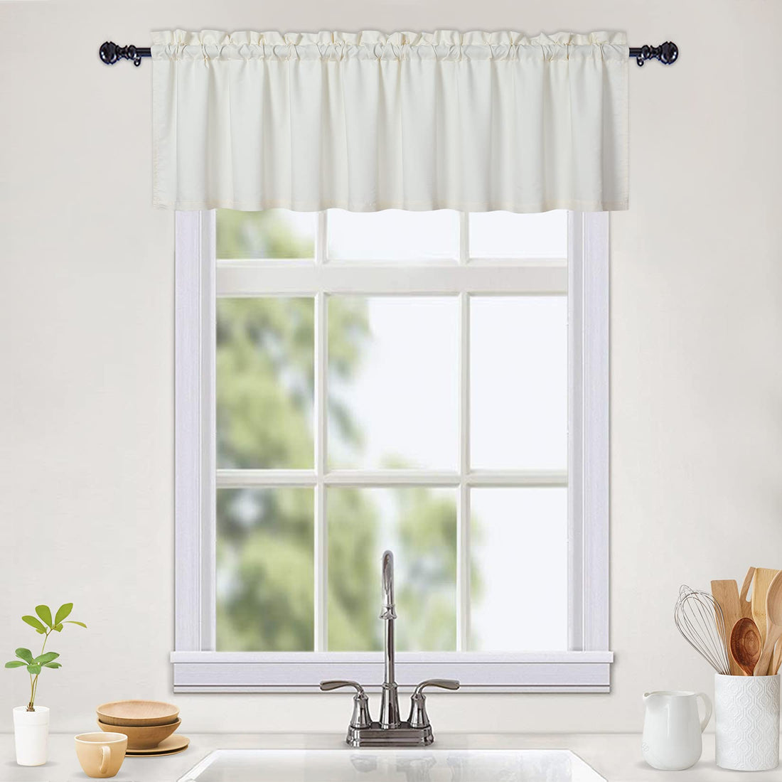 Tende da cucina impermeabili Garvee con texture in rilievo, color caffè, mezza finestra, 150x15 cm, beige, per cucina e bagno