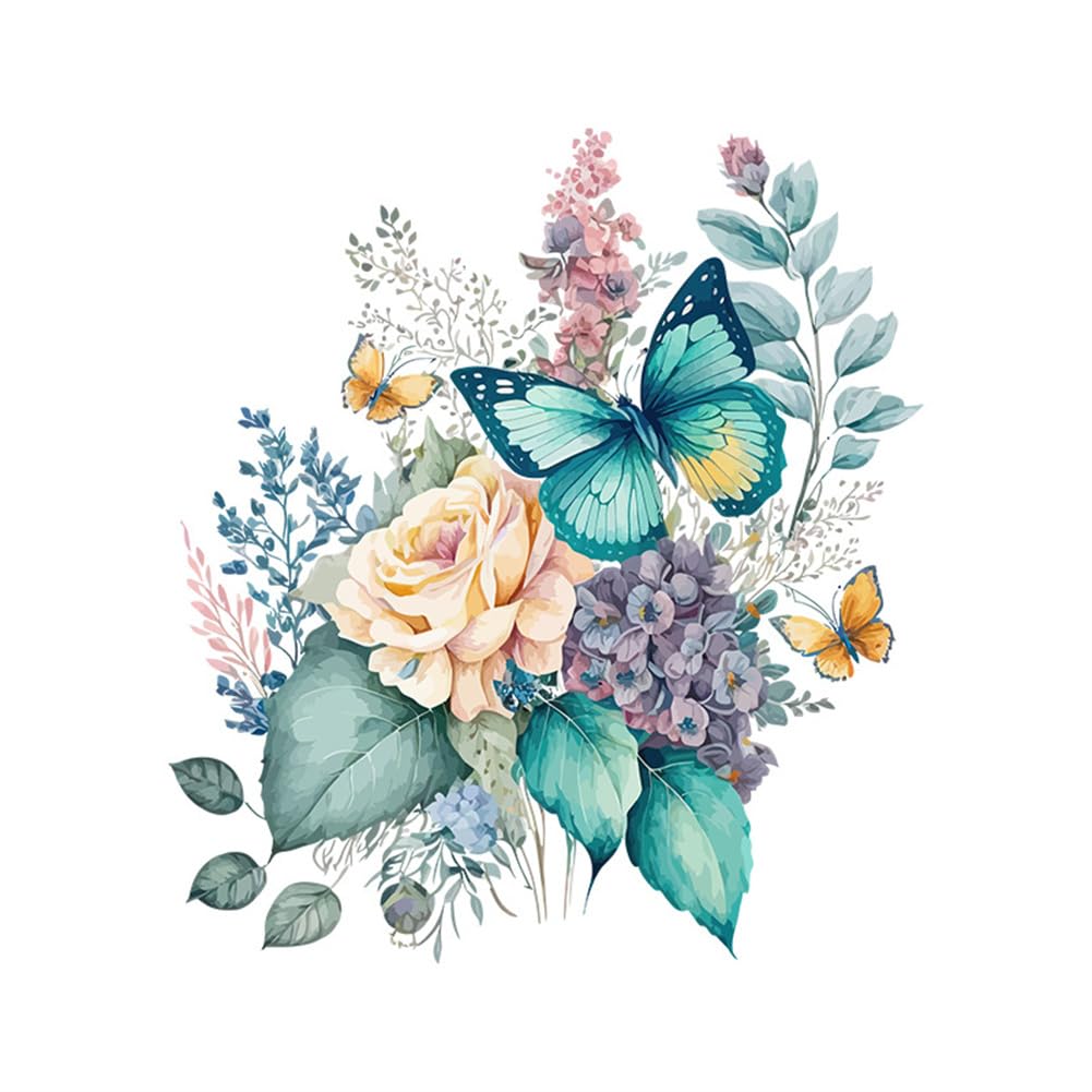 Garvee Sticker WC Autoadesivo PVC Farfalle e Fiori Decorazione Bagno 30x30 cm Impermeabile Rimovibile