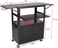 Carrello AV mobile Garvee con mobiletto bloccabile, altezza regolabile, supporto per laptop, acciaio, postazione di lavoro mobile, spazio di archiviazione, ideale per uffici, nero