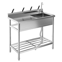 Lavello multiuso Garvee in acciaio inox da 39" con vasca singola indipendente e scolapiatti per cucina e giardino, rubinetto girevole a 360°, antiruggine, argento