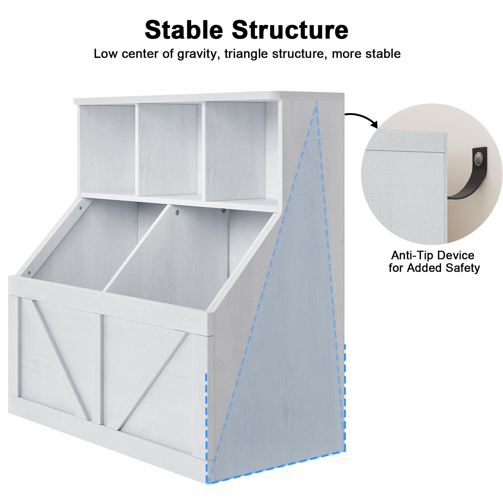 Libreria per bambini e contenitore per giocattoli Garvee, multifunzionale, stabile, in MDF e truciolato, per sala giochi, cameretta dei bambini, 35,4" bianco