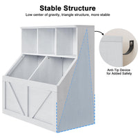 Libreria per bambini e contenitore per giocattoli Garvee, multifunzionale, stabile, in MDF e truciolato, per sala giochi, cameretta dei bambini, 35,4" bianco