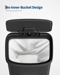 Pattumiera in metallo Garvee da 60 litri con coperchio, antiruggine, chiusura ammortizzata, maniglia ergonomica, nera per cucina e ufficio