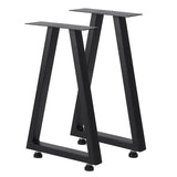 Gambe Tavolo Metallo 56x37,6 cm Nero Opaco - Design Industriale Rustico, Regolabili, Resistente 453 kg, Per Tavoli Pranzo E Giardino