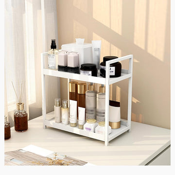 GARVEE Organizer per cucina e bagno a 2 livelli in plastica resistente, bianco, per ufficio e dormitorio per studenti