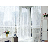 Tenda in pizzo floreale Garvee in voile jacquard semitrasparente per camera da letto e soggiorno, 145x150 cm, crema