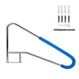 Corrimano per piscina Garvee 55"x32" in acciaio inossidabile 304, antiruggine, maniglia blu, base robusta per piscine interrate, capacità di carico di 385 libbre - Blu