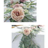 Garvee Ghirlanda Artificiale di Eucalipto con Rose Vintage, 180CM, Fiori Realistici, Mano Intrecciata, Foglie Naturali, Decorazione per Matrimoni e Tavoli