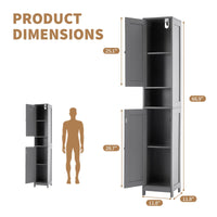 Mobiletto da bagno alto Garvee da 170 cm con 2 ante a battente e 1 cassetto, ripiani regolabili, legno massello, stile rustico, stretto, bianco, versatile per bagno e cucina