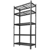 Garvee Scaffalatura Garage in Metallo 1000KG Resistente Regolabile 5 Ripiani Acciaio SPCC Antiruggine 91x91x41cm Multiuso Casa Garage Laboratorio - Nero
