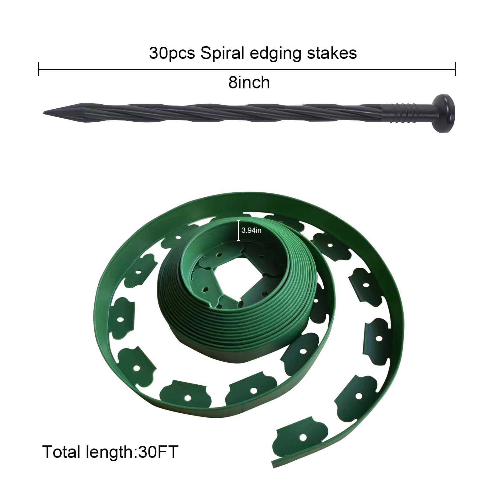 Bordura per prato Garvee - Materiale PE flessibile, 10 m di lunghezza, 30 picchetti, percorso giardino, separazione prato, nero