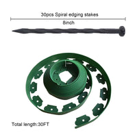 Bordura per prato Garvee - Materiale PE flessibile, 10 m di lunghezza, 30 picchetti, percorso giardino, separazione prato, nero