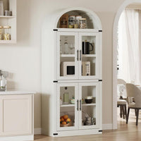 Libreria ad arco Garvee in stile rustico con ante per soggiorno e ufficio, 180 cm in legno, angoli in metallo, profondità 40 cm, robusta, eleganza moderna