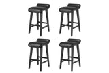 Set Garvee 4 Sgabelli da Bar 66,5 cm Moderni con Schienale Basso, Poggiapiedi, Gambe in Legno, Altezza Bancone, Stile Mid-Century, Cucina - Black