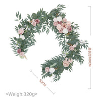 Garvee Ghirlanda Artificiale di Eucalipto con Rose Vintage, 180CM, Fiori Realistici, Mano Intrecciata, Foglie Naturali, Decorazione per Matrimoni e Tavoli