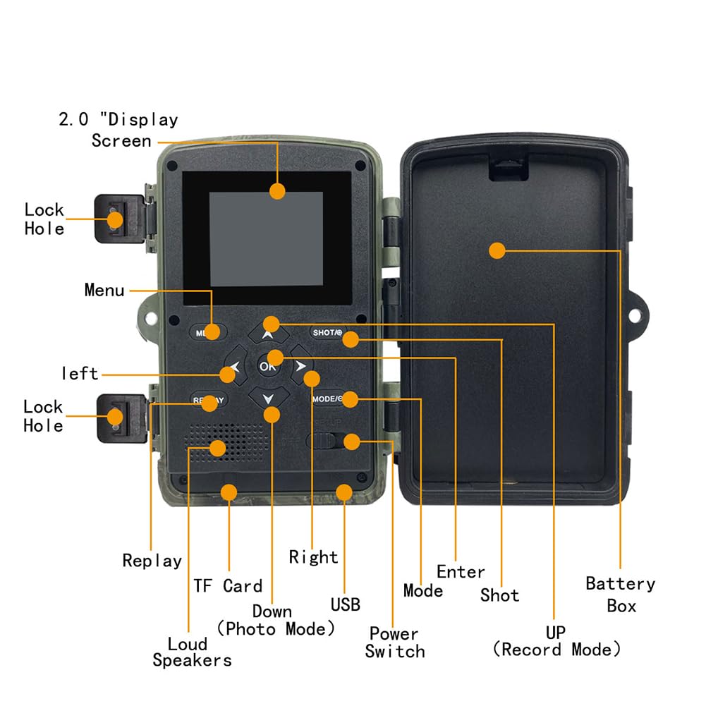 Garvee Fotocamera WiFi 48MP 2.7K Impermeabile IP66 Sensore 120° Grandangolare Per Sorveglianza Fauna Selvatica Senza Scheda