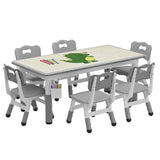 Garvee Set Tavolo e 6 Sedie per Bambini Regolabile in Altezza Piano Graffiti Casa e Scuola Spanplatte Antiscivolo