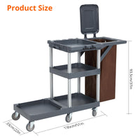 Carrello per la pulizia Garvee con ruote, copertura e sacco in pile per case e hotel, 95x49x22 cm, grigio