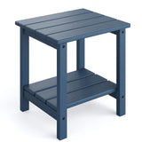 Garvee Tavolino Laterale Adirondack 46 cm in HDPE Blu Navy, Doppio Ripiano, Resistente Alle Intemperie, Patio E Giardino - Effetto Legno Stampato-Blu Navy 1 Pezzo