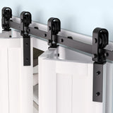 Garvee Kit Binario Porta Fienile Bifold 152 cm Nero, Acciaio Robusto, Rotelle Silenziose, Design Salvaspazio, Per 4 Porte, Interni Moderni - 60In For 4 Doors