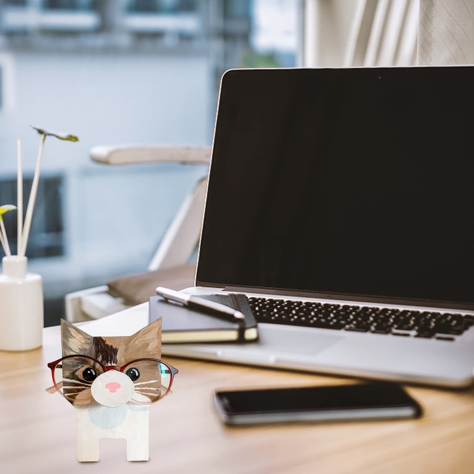 Garvee Portaocchiali in legno a forma di gatto per scrivania da camera da letto