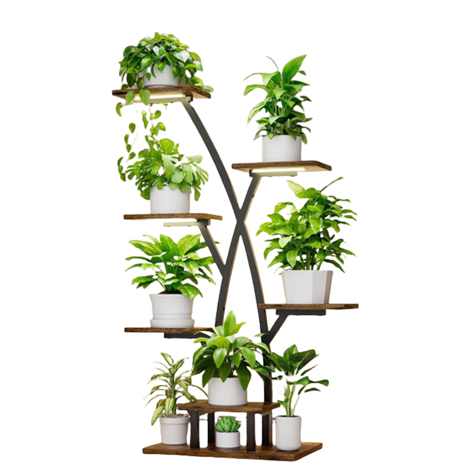 Supporto per piante in metallo Garvee con lampada da coltivazione a spettro completo a 3 teste antiruggine per balcone, soggiorno, camera da letto, capacità di carico fino a 150 libbre