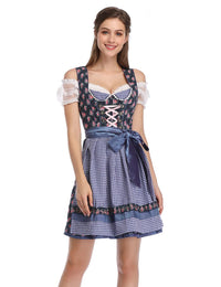 Garvee - Vestito Dirndl da donna, set Oktoberfest bavarese - camicetta e grembiule Dirndl, 3 pezzi, abbigliamento bavarese con motivo floreale, taglia M, colore 01