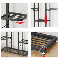 Supporto per piante in metallo Garvee a 7 ripiani, impermeabile, salvaspazio, piedini antiscivolo per soggiorno e balcone, versatile, nero