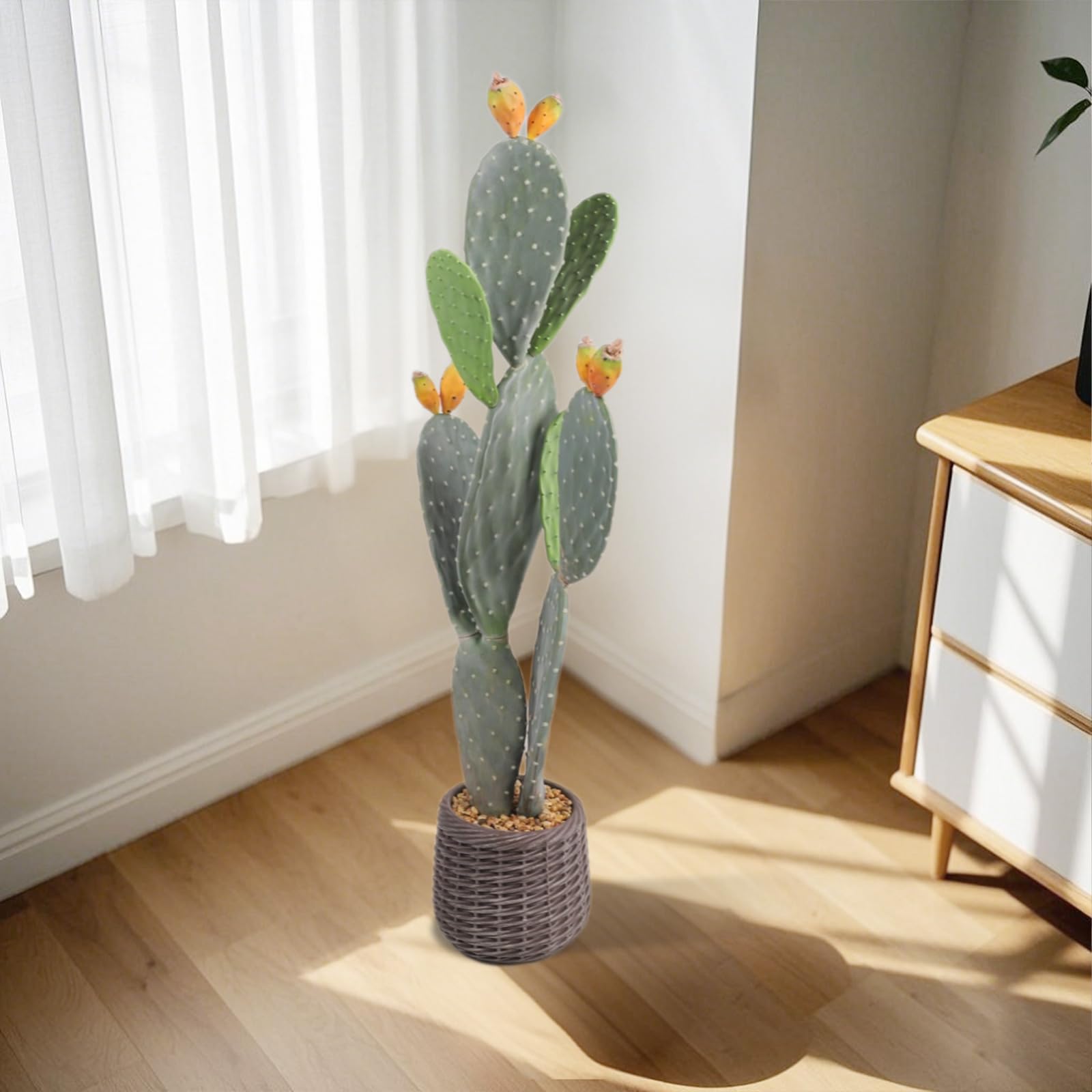 Cactus artificiale Garvee da 42" in materiale EVA, facile da pulire, durevole, vaso in PP stabile per uso interno ed esterno, realistico, nero