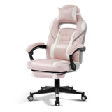 Sedia da ufficio ergonomica Garvee grande e alta con poggiapiedi per ufficio e gaming 51,1x48 cm in pelle PU nera - pink
