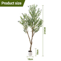 Albero di ulivo artificiale Garvee da 210 cm, vaso bianco, decorazione per interni, soggiorno, ufficio e giardino