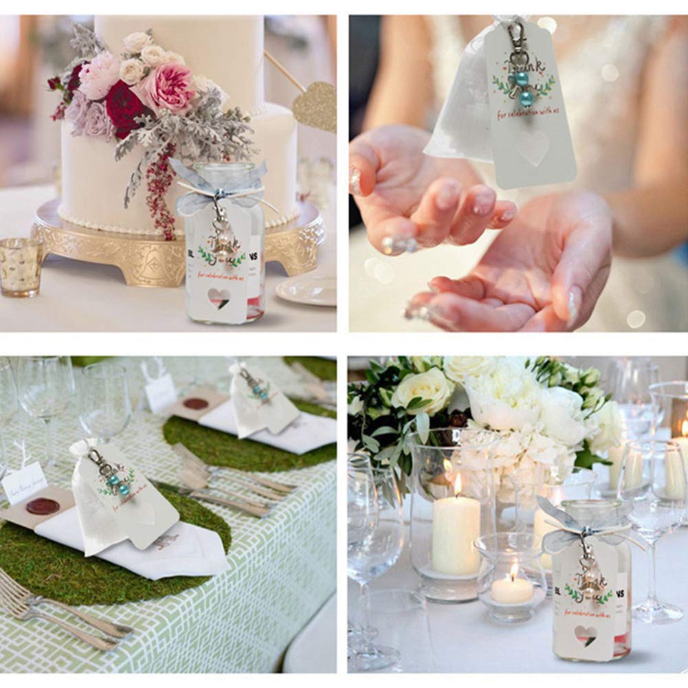 Portachiavi Garvee 48 a forma di angelo custode con sacchetto in organza, pendenti con perle rosa per matrimoni, battesimi, Natale, compleanni