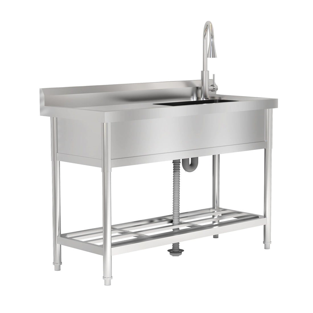 Lavello da cottura industriale Garvee in acciaio inox dalle grandi dimensioni 120x51x94cm Lavello da cottura industriale in robusto acciaio inox e con elevata capacità di carico per applicazioni professionali