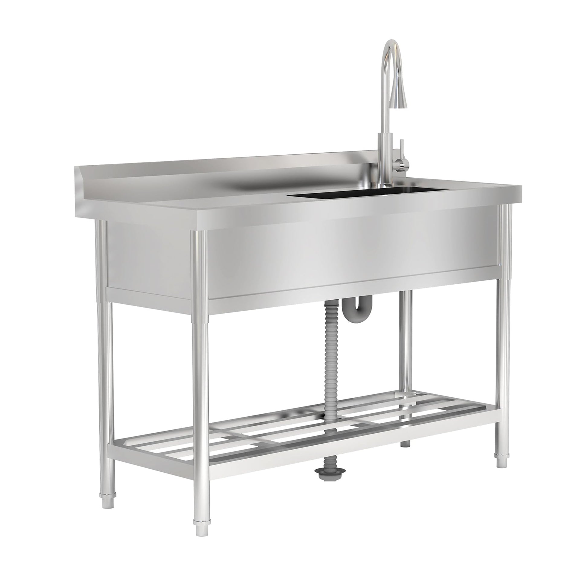 Lavello da cottura industriale Garvee in acciaio inox dalle grandi dimensioni 120x51x94cm Lavello da cottura industriale in robusto acciaio inox e con elevata capacità di carico per applicazioni professionali