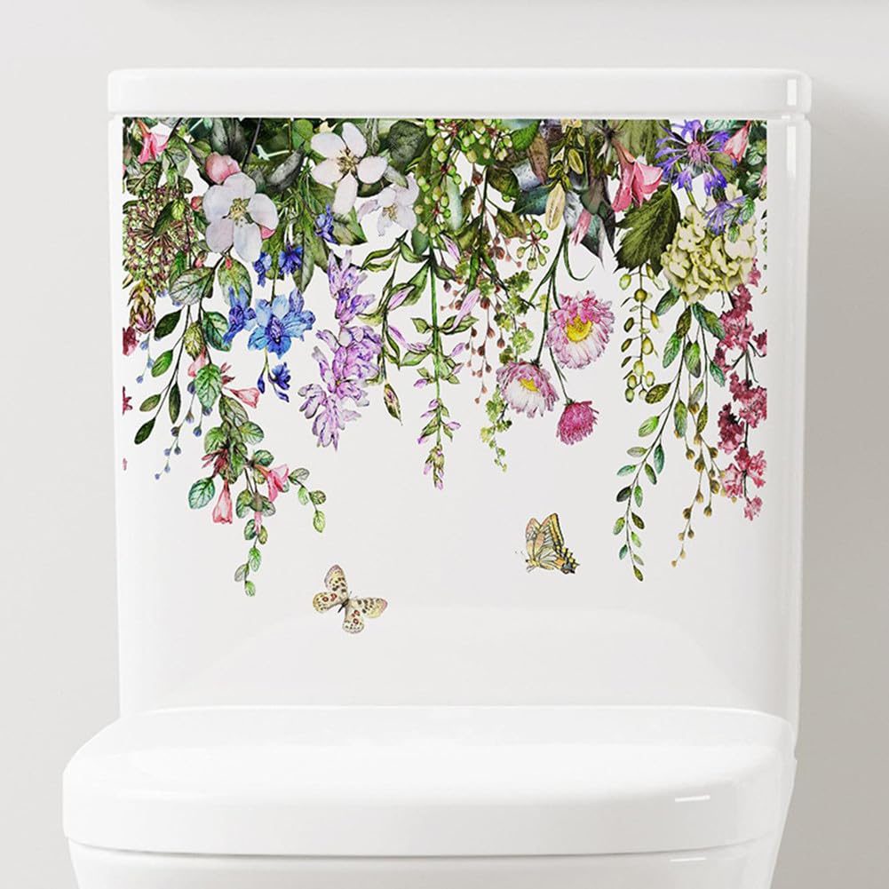 Adesivi per sedile WC autoadesivi Garvee, adesivi murali con foglie di piante verdi per il bagno, 29 x 22 cm, copertura decorativa